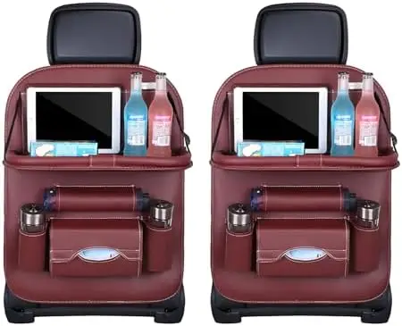 

2 PCS Waterproof Car Seat Organizer with Tablet Holder - Wine Red