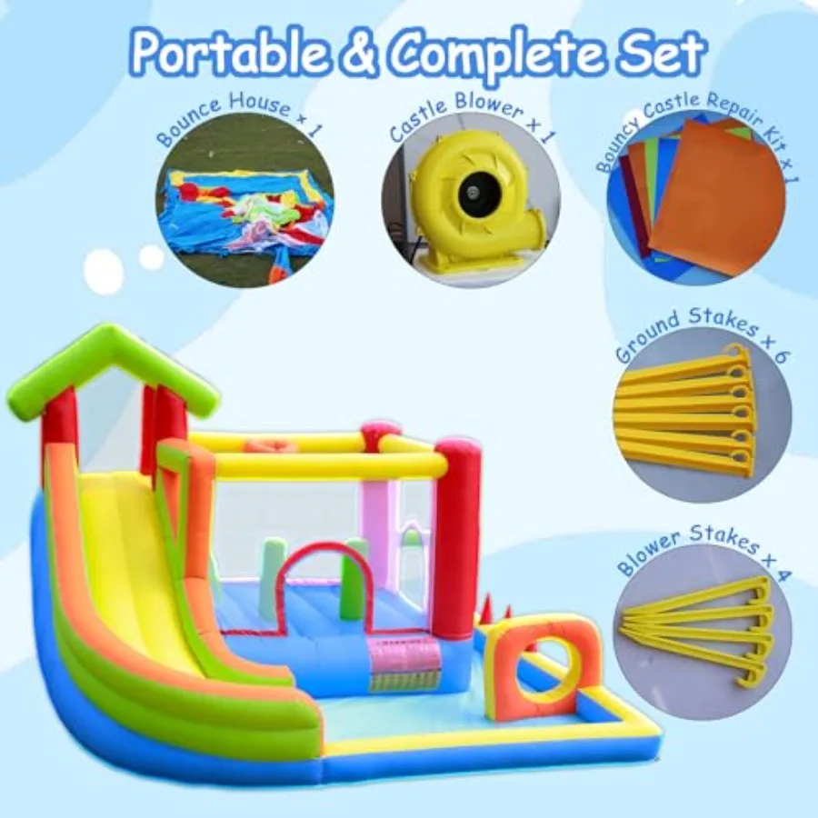 Casa di rimbalzo per castello gonfiabile gonfiabile con palla PitBouncer Uso interno ed esterno con scivoli lunghi Casa da salto a parete da arrampicata