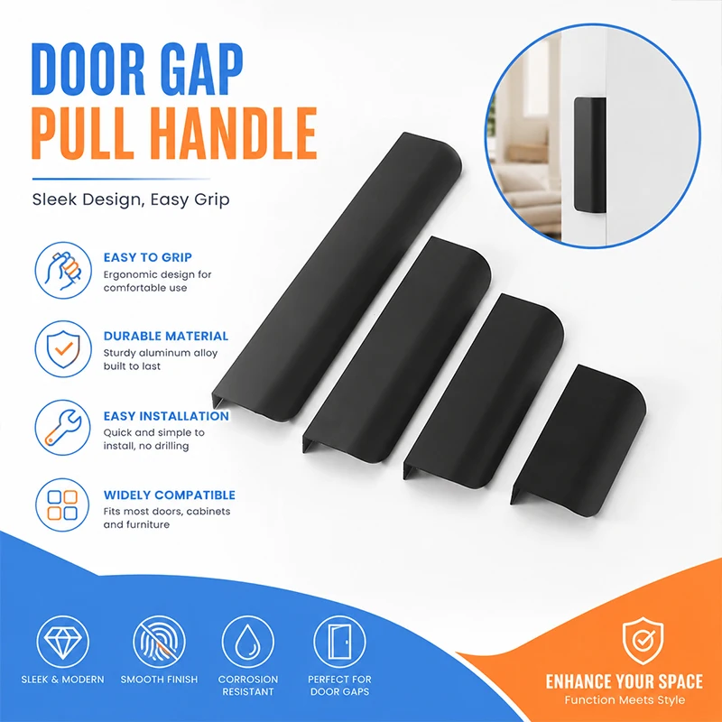 1pcs Long Invisible Cabinet Door Handle Hidden Drawer Wardrobe Pull Modern Simple Gap Edge Handle for Cupboard