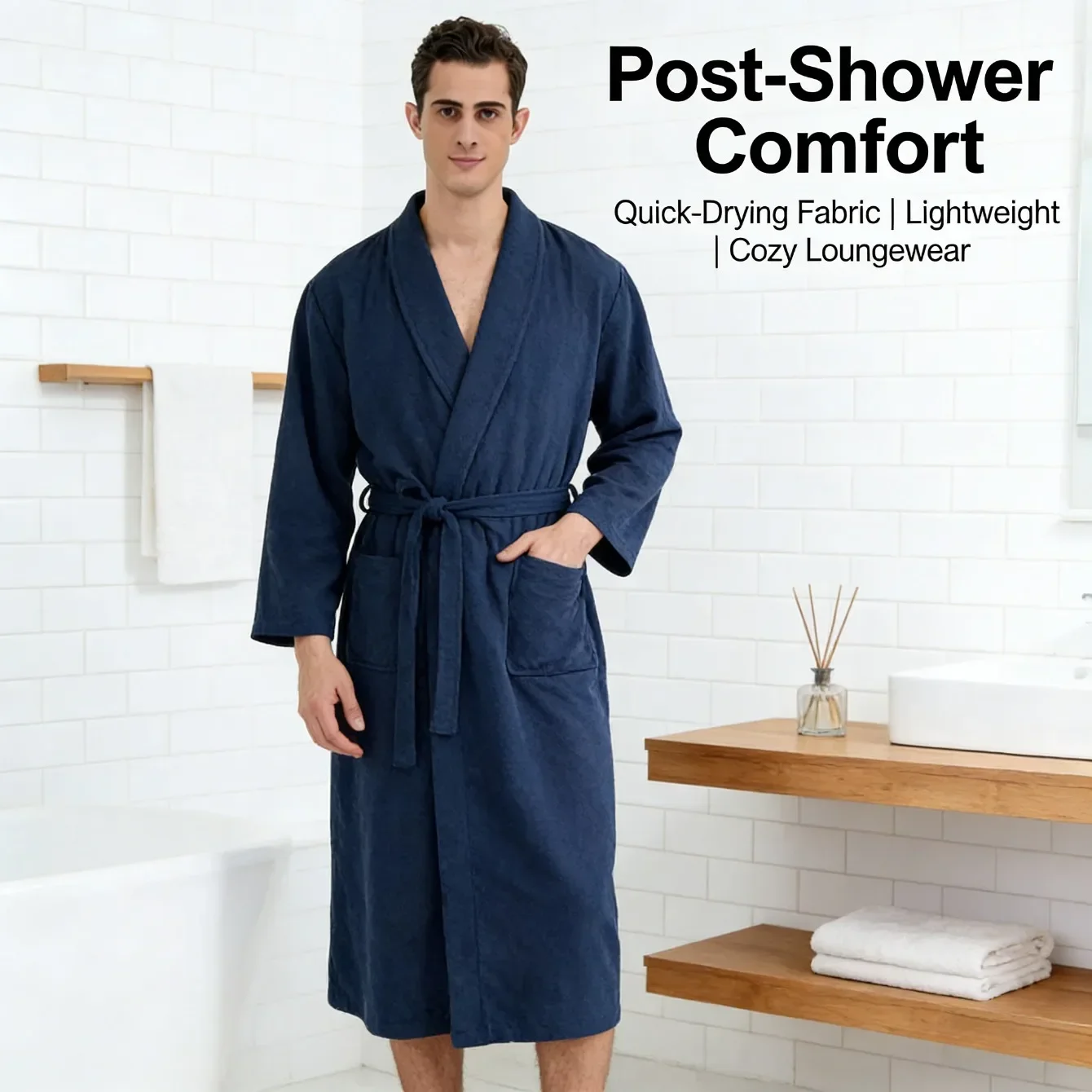 

Couple's Thin Bathrobe Hotel - Style Long Sauna Clothing Absorbent and Quick - Drying Home Robe