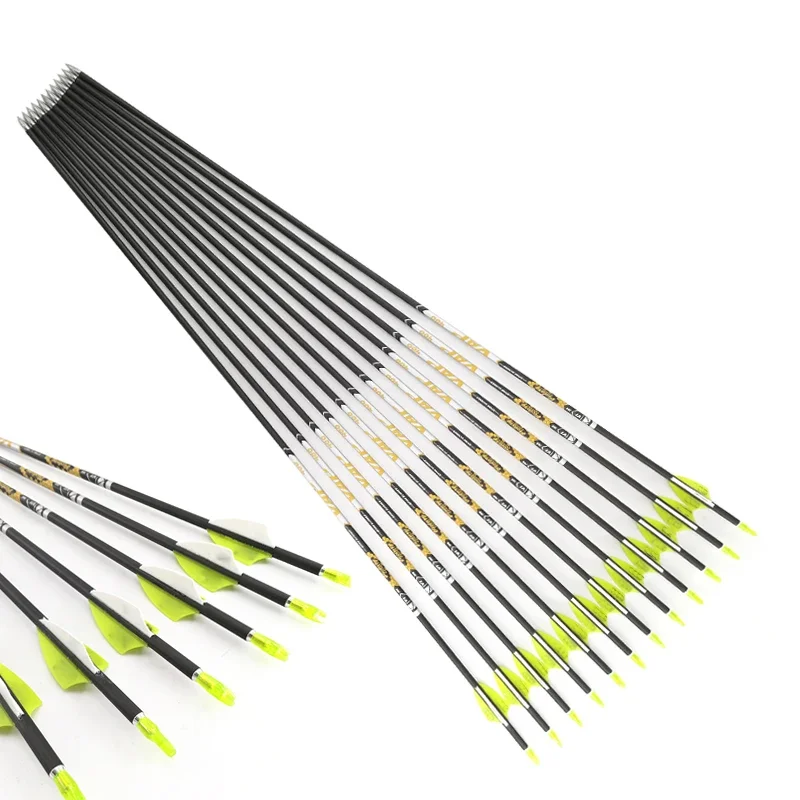 

Archery Pure Carbon Arrows V1 ID4.2mm Spine350 - 1000 1.75inch Plastic Vanes 80gr Tips for Recurve Bow Shooting hunting 6/12pcs