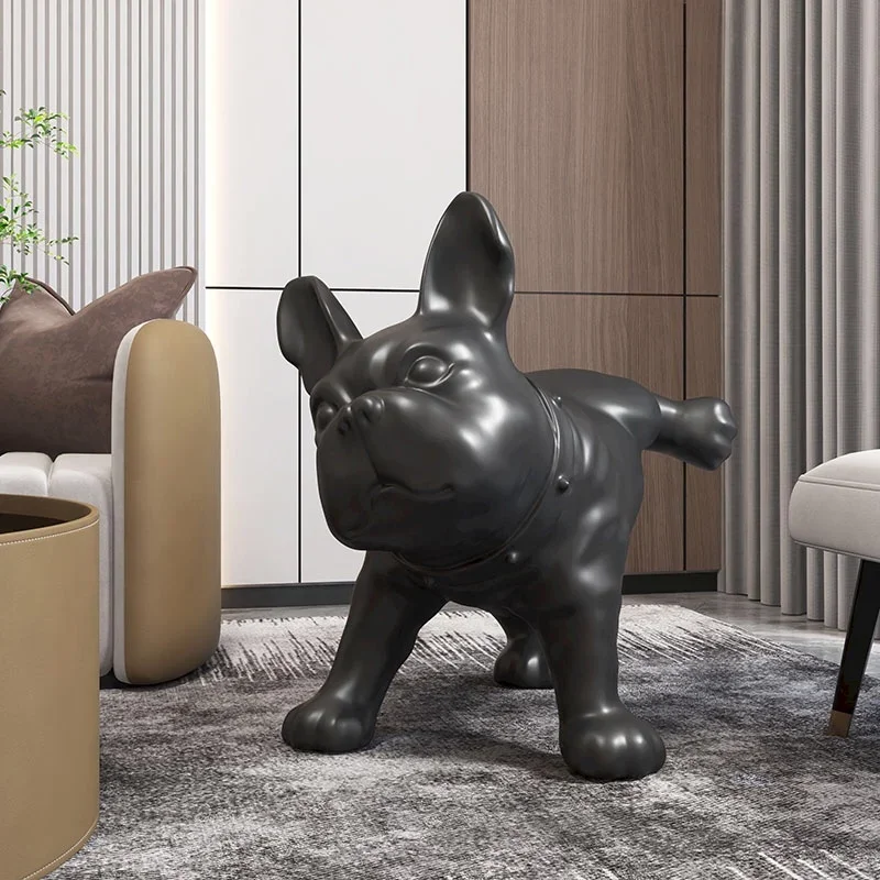 Bulldog Model Ornament Living Room Home Decoration PVC French Fighting Dog Statue Pet Shop Window Display Shoot Sculpture
