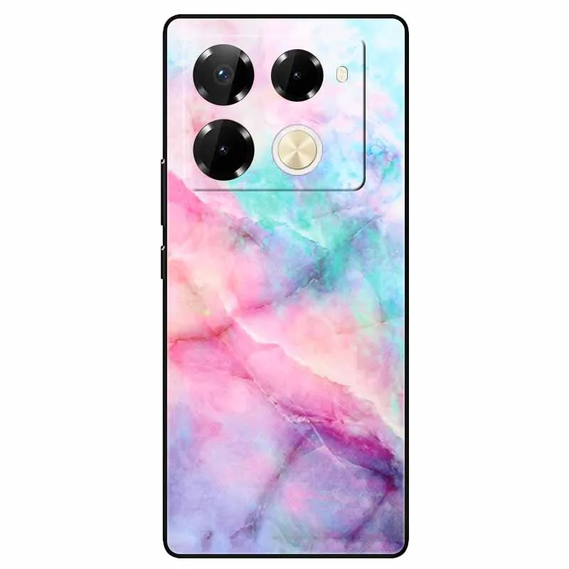 Phone Cover for Infinix Note 40 Pro Case Fashion Marble Soft TPU Silicon Black Funda for Infinix Note 40 Pro 4G Protector Capas