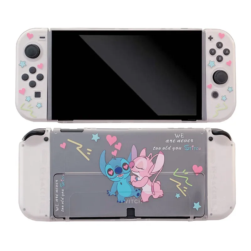Disney Stitch Soft Case Charging Dock Station Cover Protective Shell for Nintendo Switch Oled NS Console Crystal Protector Skin