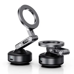 Universal Magnetic Car Phone Holder Mount with Vacuum Suction, Foldable 360° Rotation Compatible with IPhone & Samsung