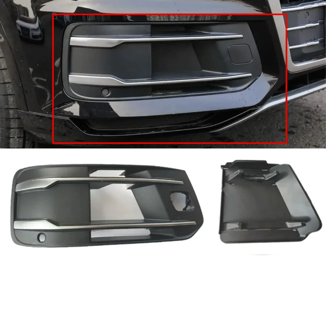 Fog Light Cover Lower Grille ACC Cover For Audi Q7 2016 2017 2018 2019 Low Version Without Hole Front Bumper Fog Lamp Frame Trim