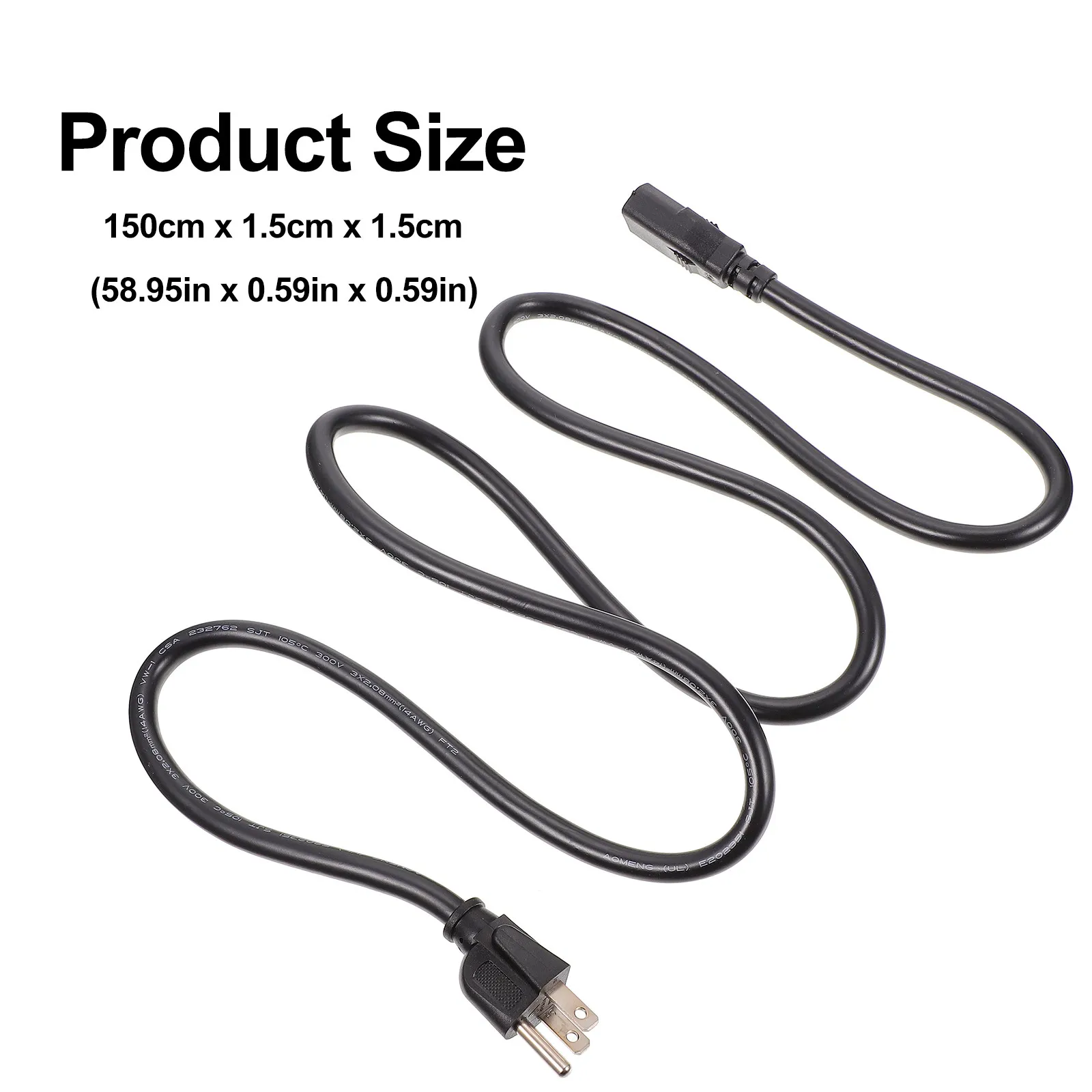 1Pcs Certified 3-Prong Power Cord Full Copper -Piece Molding Leakage-Proof Extension Cable for Desktop LED Monitor