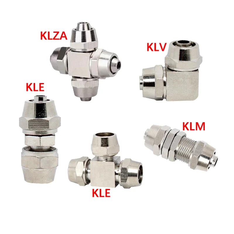 10PCS A Lot KLV KLE KLZA KLU Copper Plated Nickel Pneumatic Fitting Air Quick Connector For Hose Tube 4-16MM Fast Connection