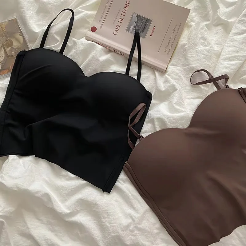 Heiße Mädchen Dünne Abschnitt Doppel Straps Einfarbig Hosenträger Innen Sport Weste Sexy Oberbekleidung Boden Schlanke Frauen Crop Tops Bh – Detail 6