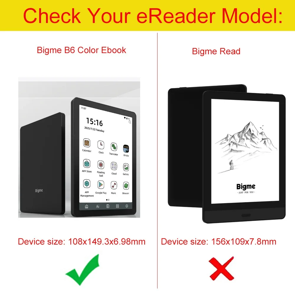 Funda Case For Bigme B6 B 6, Clear 6” EBook TPU Back Cover with 4 Shockproof Airbags, Clear TPU Ultra, Anti-Yellowing