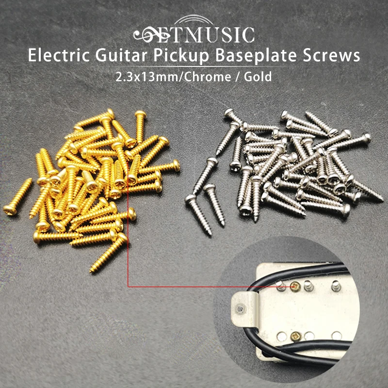 

100Pcs 2.3x13mmBaseplate Screws Electric Guitar Pickup Baseplate Screw for Electric Guitar Pickup Making Gold/Chrome