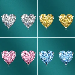 s925 silver sweet heart-shaped fashion temperament love colored gemstones 10*10mm earrings luxury jewelry high-quality jewelry