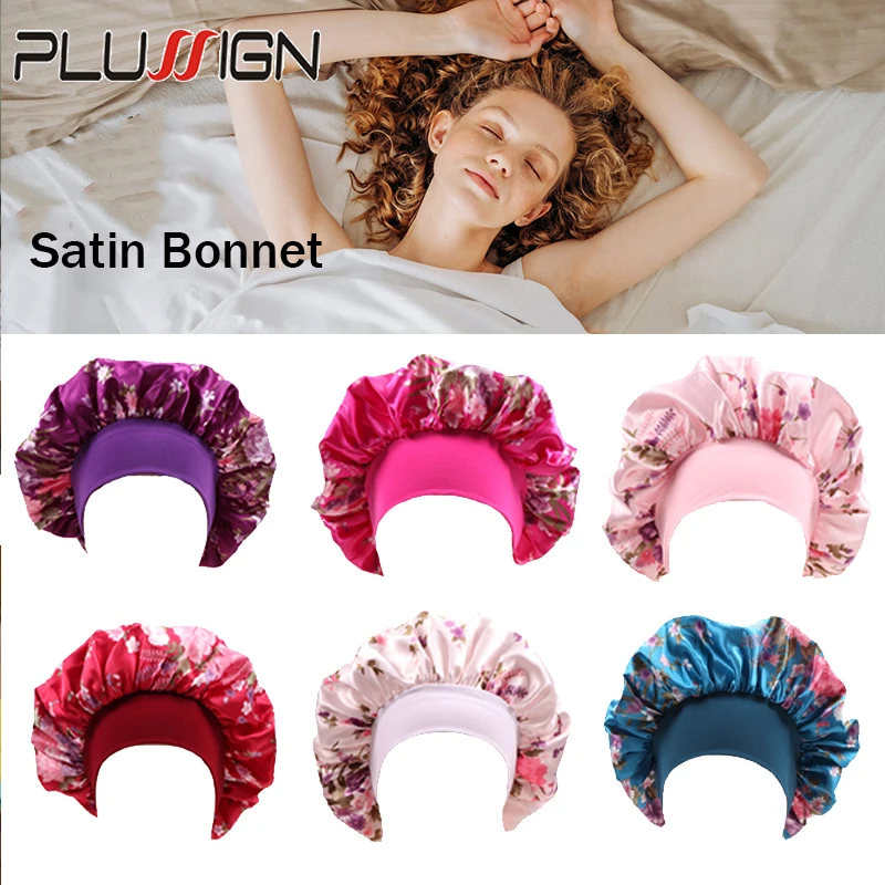 

Plussign Satin Bonnet Hair Cover Hat Silk Night Sleeping Cap For Women Curly Braid Hair 34Cm Diameter Multi Color 6Pcs/Lot