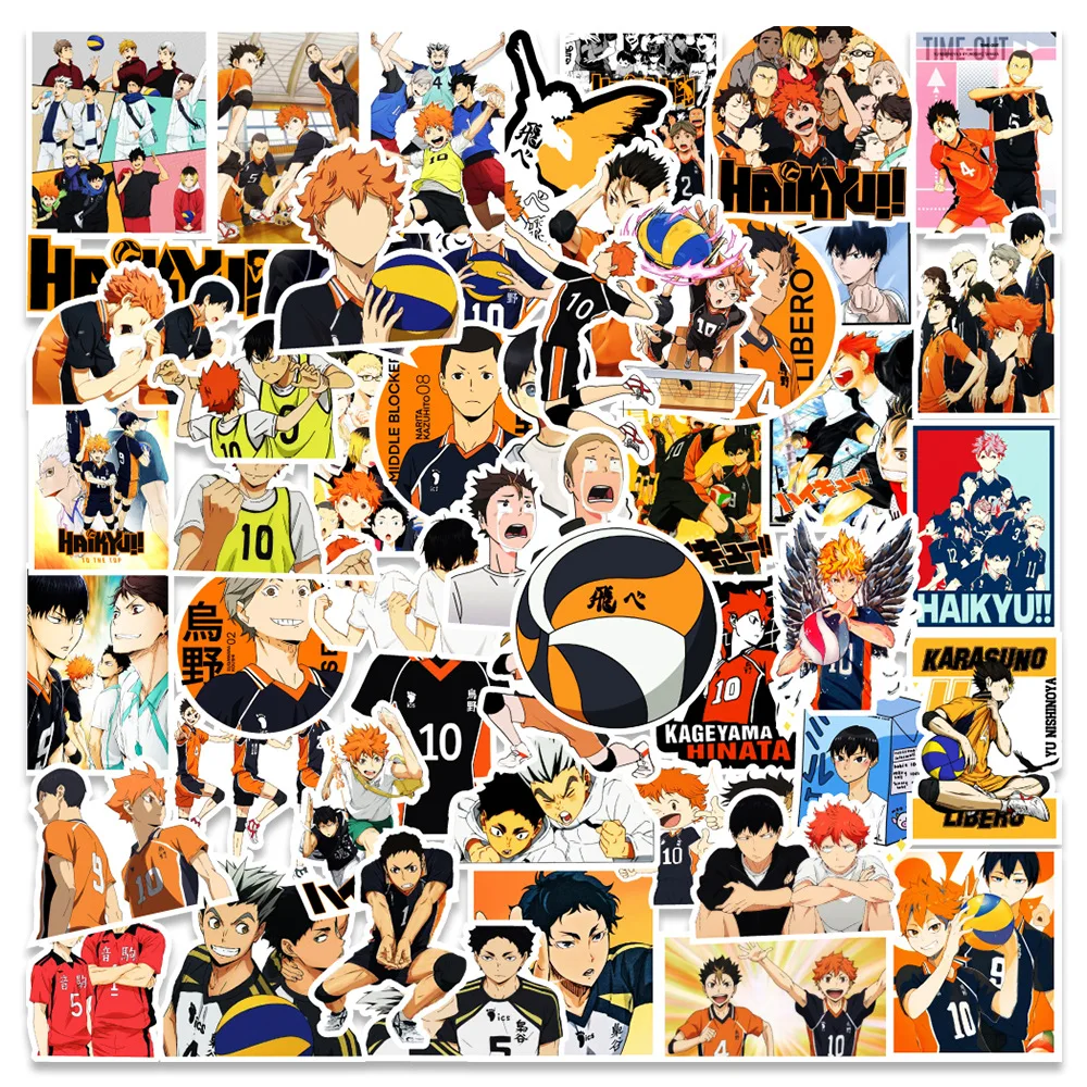 10/30/50pcs Cool Volleyball Anime Haikyuu!! Stickers Cartoon Graffiti Decals DIY Phone Water Bottle Luggage Sticker for Kids Toy