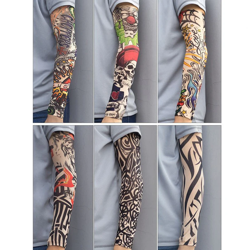 Tattoo Sleeve Sleeve Flower Arm Seamless Arm Protector Sleeve Women Ice Hand Sleeve Ice Summer Riding Sun Protection Sleeve Men