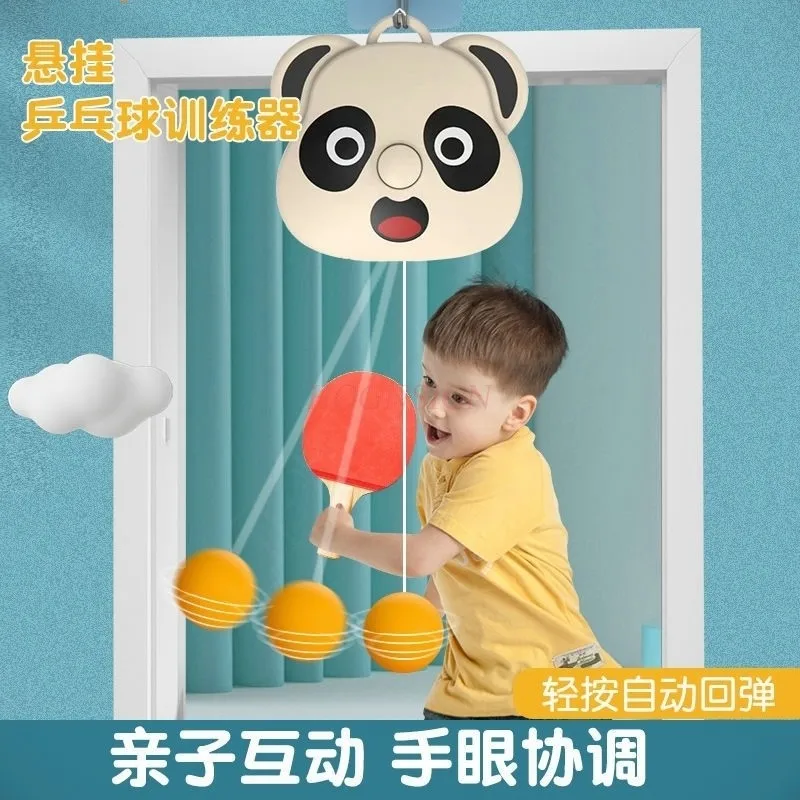 Children's hanging table tennis trainer for indoor parent-child practice, sensory training, reaction ability, single person