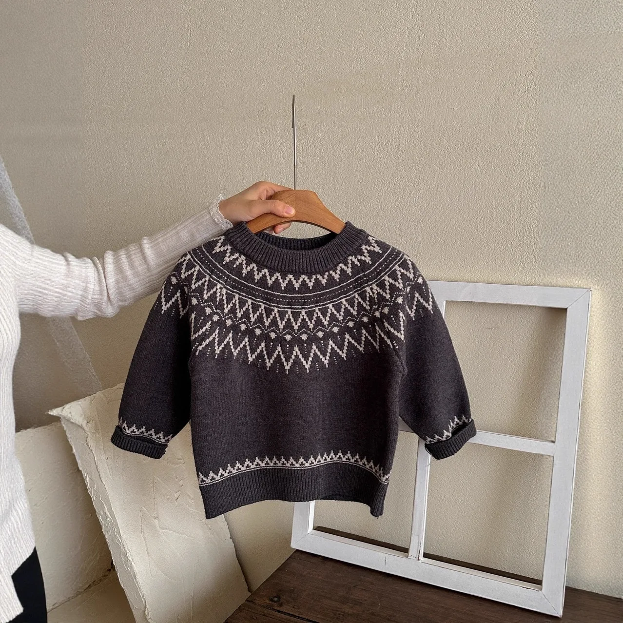 2026 Winter Kids Knit Sweater for Boys Girls Long Sleeve Knitted Pullover Vintage Toddler Warm Clothes 2-6 Years 5