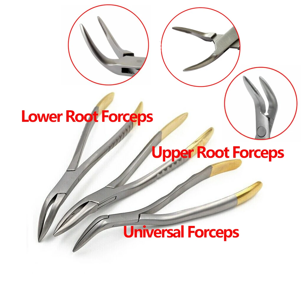 Dentist Tools Dental Residual Root Pliers Tooth Extraction Forceps Curved Maxillary Mandibular Teeth Universal Pliers