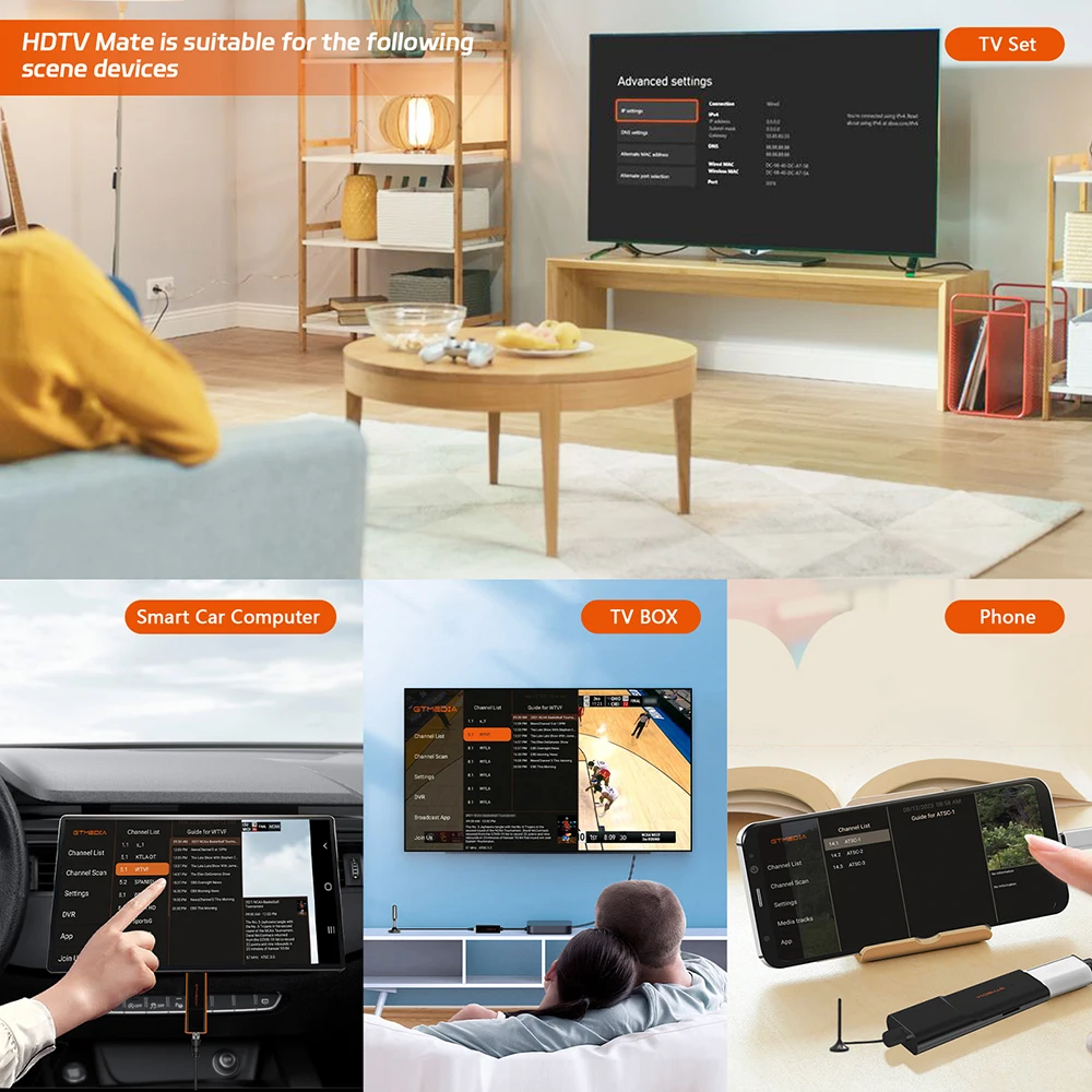 GTMEDIA HDTV Mate USB Tuner Stick ATSC1.0/ATSC3.0 Android 9.0+  HDTVPlayer APP Support DVR With Free PVR Atsc3 Signal Finder