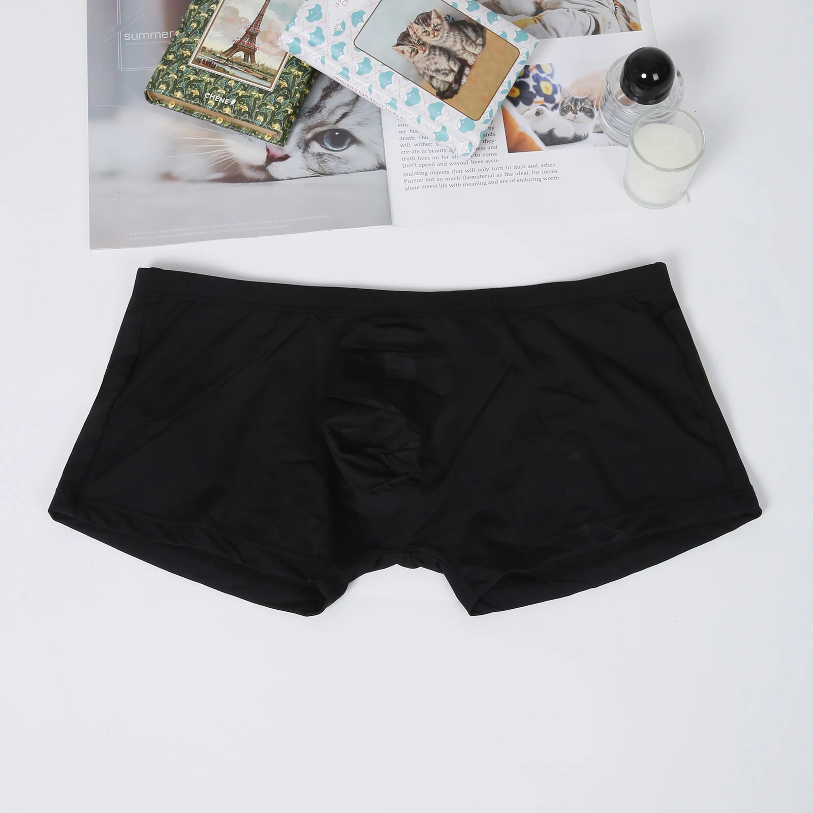 4er-Pack Herren-Boxershorts Transparente Unterwäsche mit Formgebender Tasche Nahtlose Eisseide Durchsichtige Shorts Ultradünne Unterhosen – Detail 1