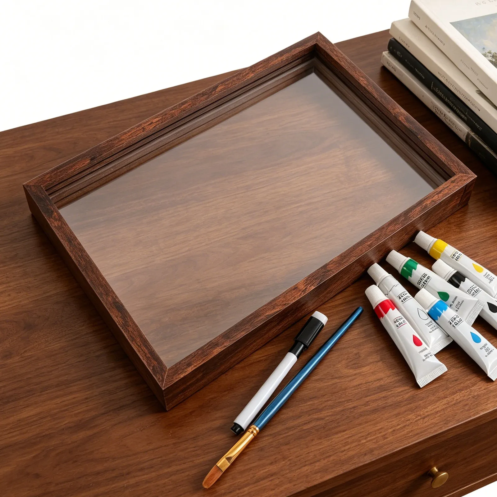 

DIY Baby Hand and Footprint Keepsake Frame Four Slot Family Memory Picture Frame Thick Acrylic Wooden Border Safe Painting Kit