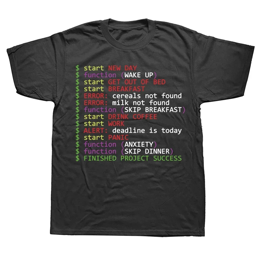 Monday Programmer T-shirt Funny Clothes Geek Men Tops Funny Saying Tshirt Cotton Tees Black T Shirts New Arrival