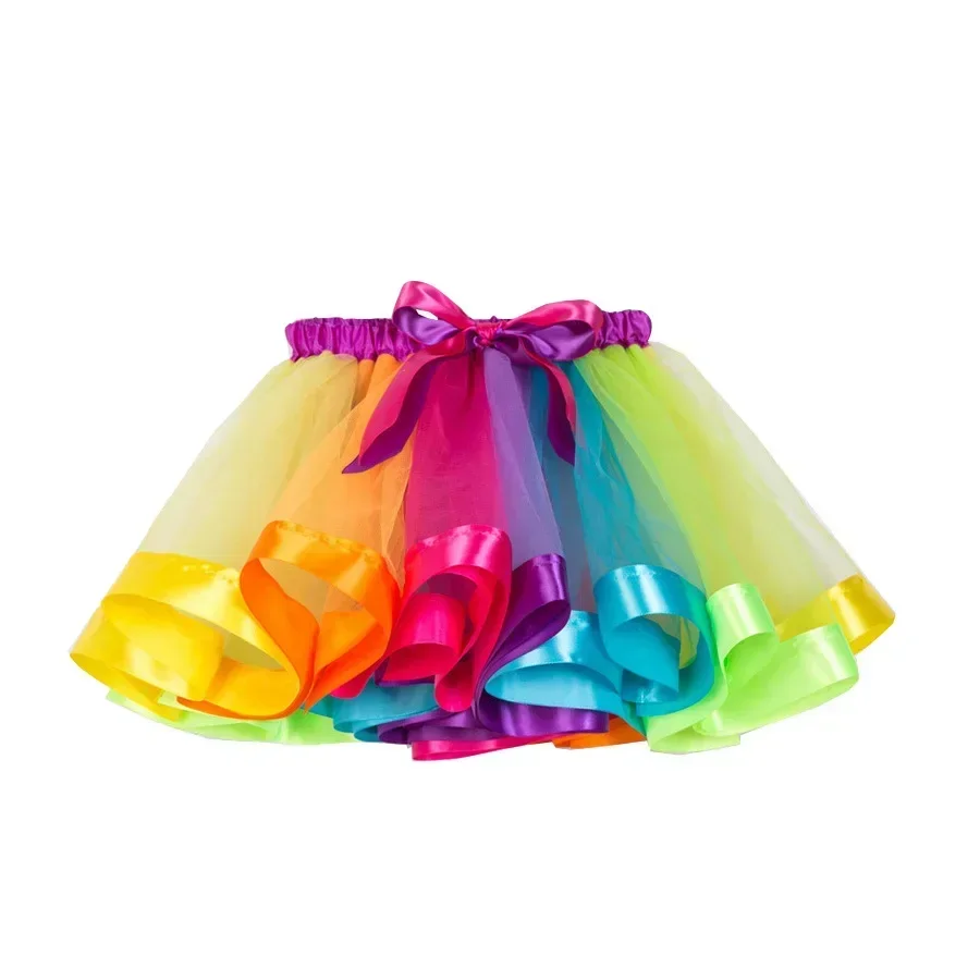 Christmas Tutu Skirt Baby Girl Skirts Princess Rainbow Tulle Skirts Girls Clothes Children Clothing With lining High Quality