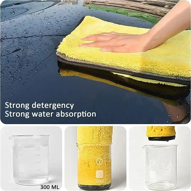 Paño de Limpieza para Carrocería de Automóvil, Paño de Secado Absorbente de Agua, Toallas de Microfibra para Lavado de Autos, Suaves, de Doble Capa y Gruesas