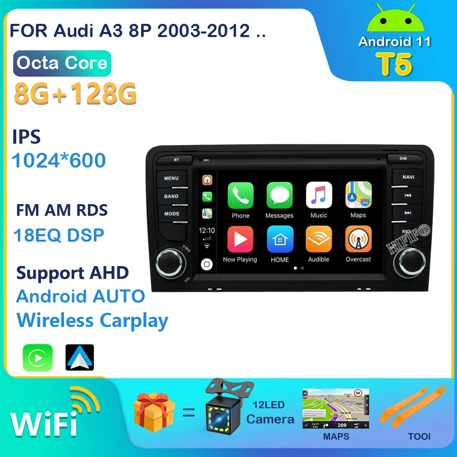 مُقيّم شامل لجهاز تشغيل وسائط سيارة 2 DIN بنظام أندرويد 11 مع دعم CarPlay – مثالي لسيارات أودي A3 وS3 وRS3