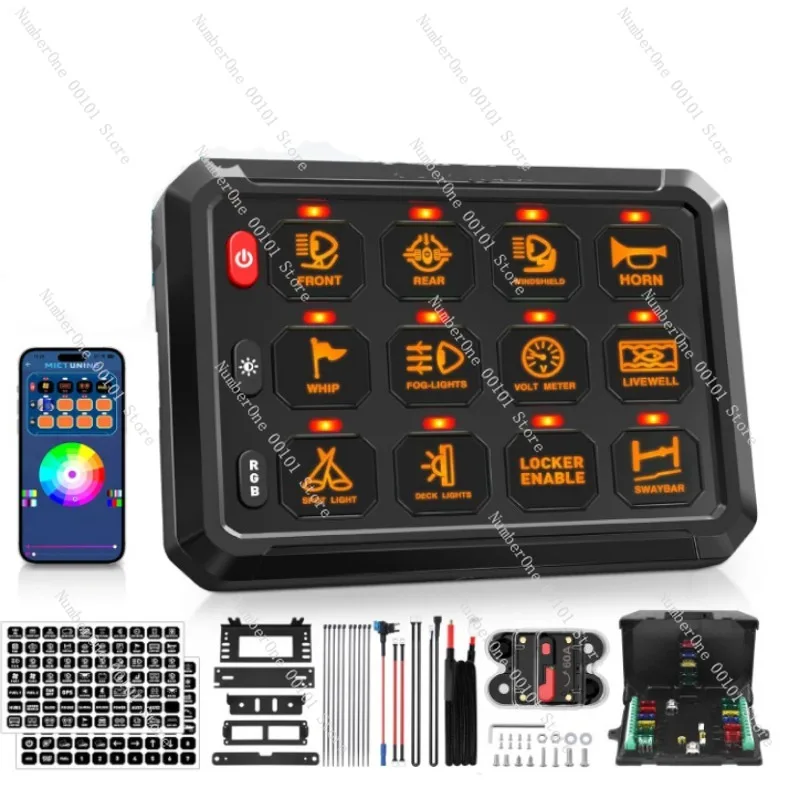 8/12 Keys Touch Control Switch Panel Bluetooth APP Control RGB Dimmable Modification Panel Universal For RV Yacht