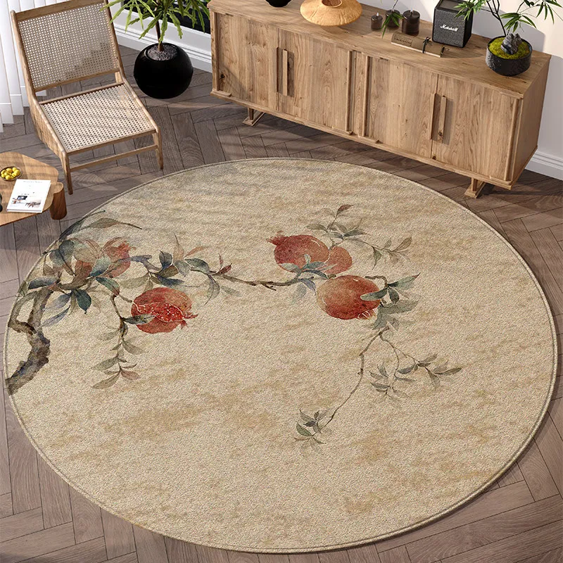 Retro court simple round carpet plant non-slip wear-resistant floor protective mat computer chair bedroom foot mat