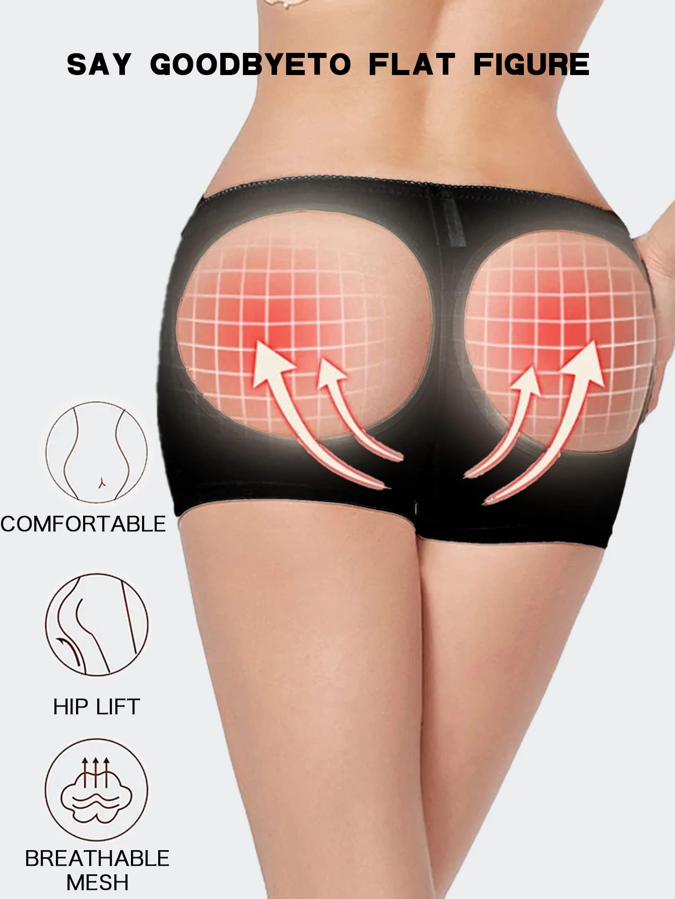 مجموعة لباس داخلي نسائي أسود من قطعتين: التحكم الكامل في الشكل، رفع الأرداف بدون خياطة ومُرَفِّق الوركين للتنغيم والدعم