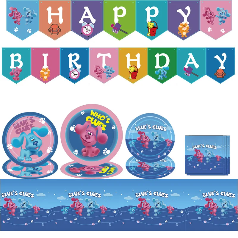 Set di stoviglie usa e getta per feste a tema Cartoon Blues Clues, sacchetti regalo per piatti, decorazioni per tazze, compleanno, forniture per