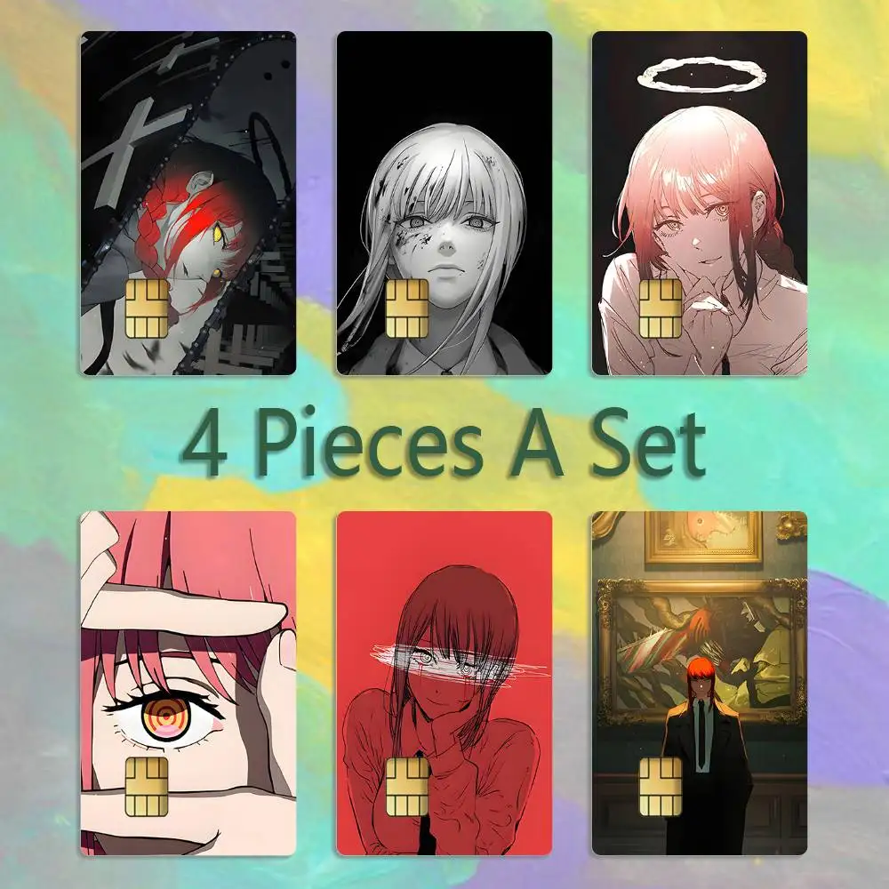 

M-Makima C-Chainsaw Man Card Stickers Credit Visa Debit Bank Charge Card Bus Metro Waterproof Sticker Decal Decoration