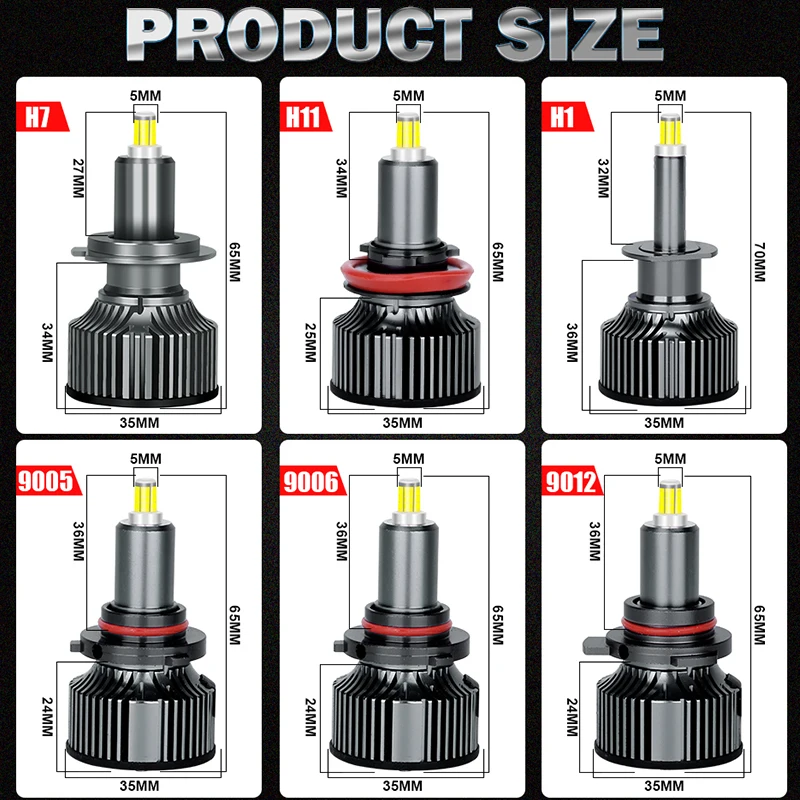 360 H7 LED Canbus Headlight 30000LM CSP Chip LED H4 H1 H11 9005 9006 HB3 HB4 9012 HIR2 300W 6000K PTF Ice Bulb Turbo Fog Light