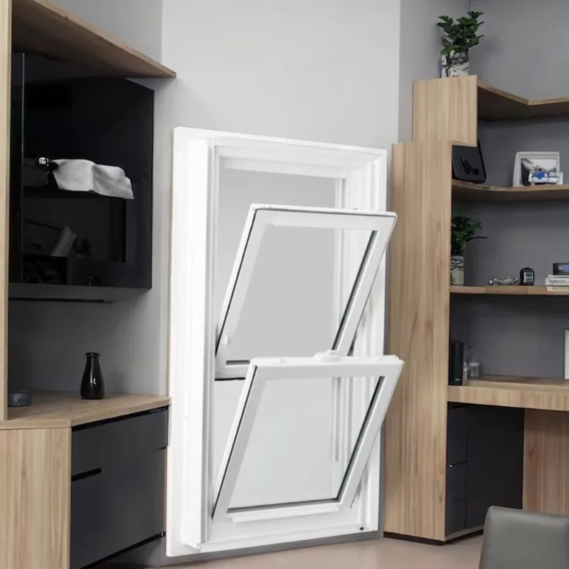 Customization Energy-Efficient Thermal Break Aluminum Folding Double-Hung Windows with Vertical Sliding Sashes for Easy Cleaning