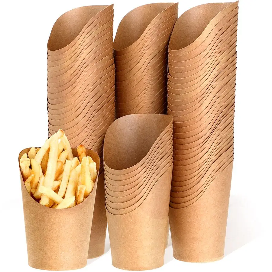 

Pcs Disposable French Fries Holder 14 oz Take out Party Baking Supplies Waffle Paper Popcorn Sandwich Ice Cream Holder Cup Kraft