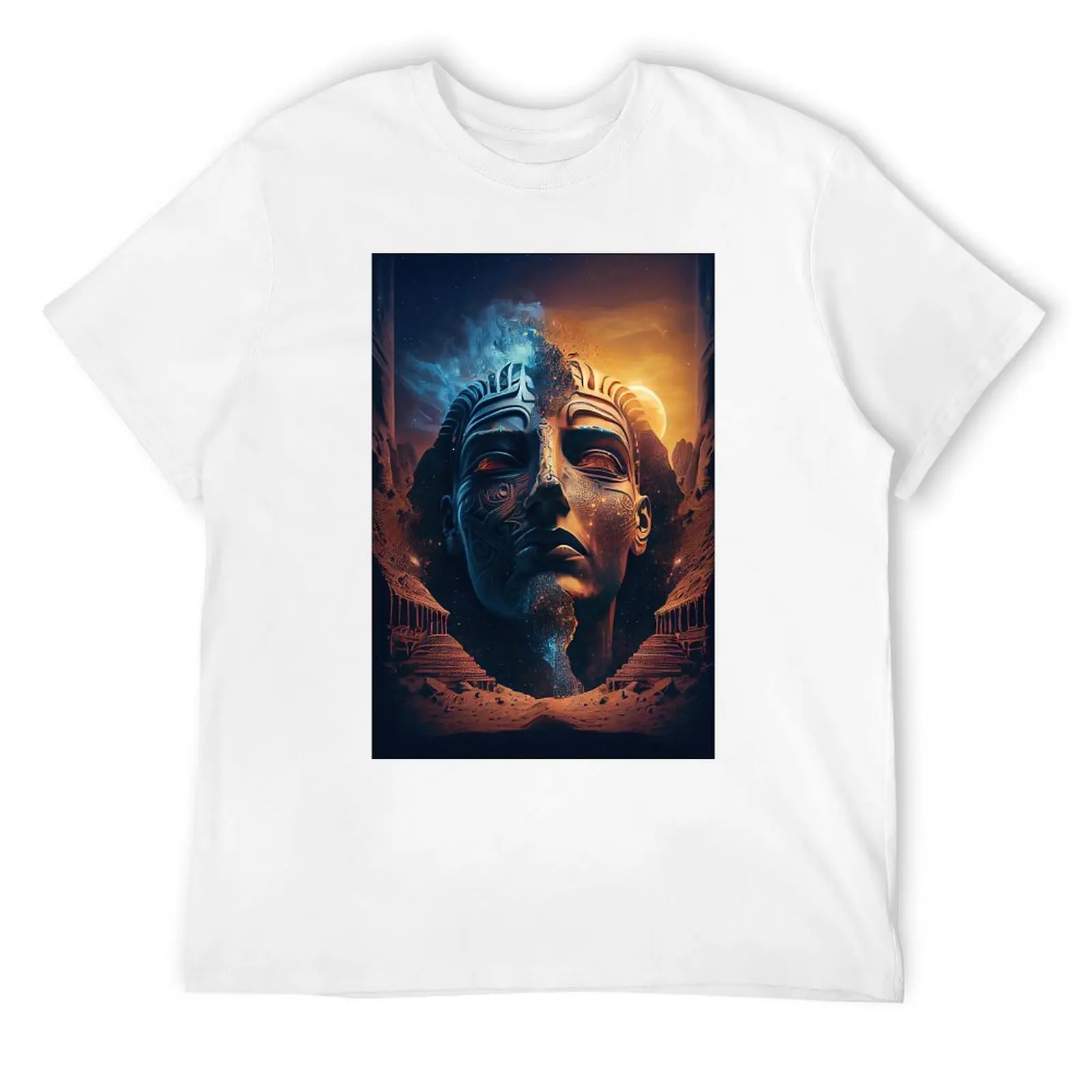 Egyptian Ancient Statue Head Crewneck T-shirt Sports Tshirt Casual Graphic Graphic Fitness Eur Size