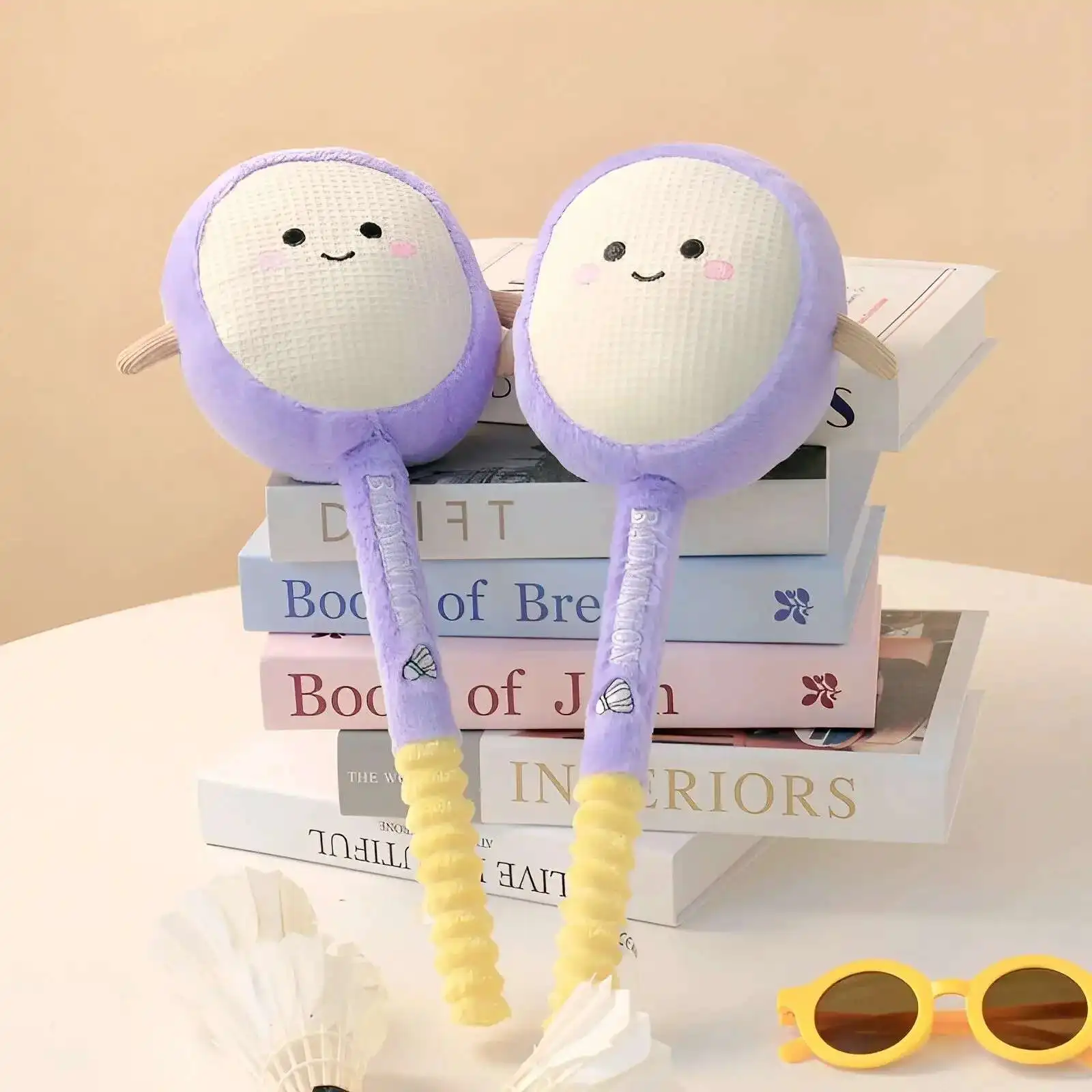 Raquette de Badminton en peluche de 38CM, jouet mignon, équipement de sport pour la vie réelle, poupée en peluche douce, décoration de la maison, cadeau Souvenir Kawaii