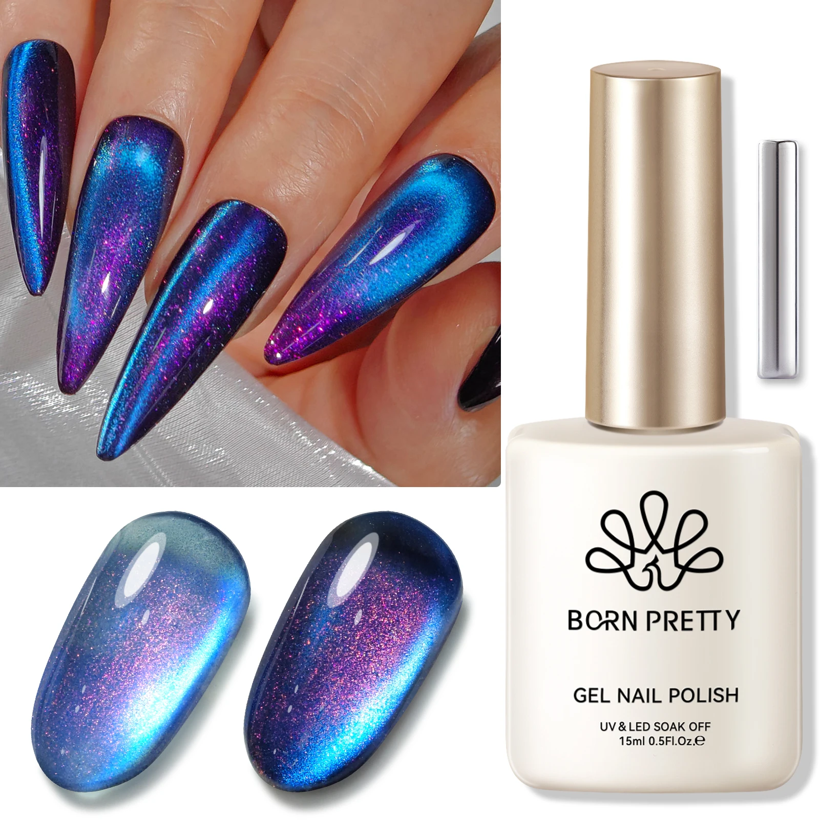 

BORN PRETTY Night Purple Aurora Cat Магнитный гель-лак для ногтей 15 мл Блестящий лак Полуперманентный замачиваемый УФ-светодиодный салон DIY Дом
