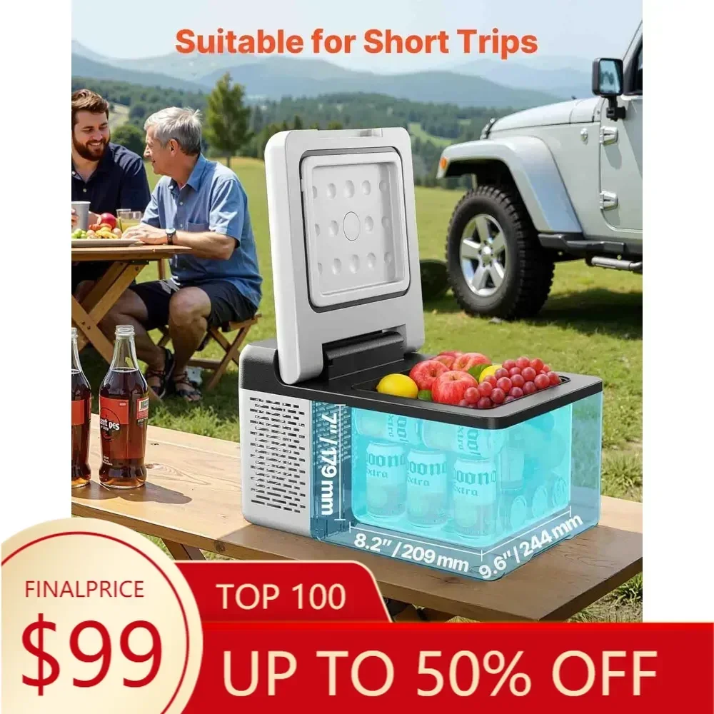 

Compact 12V Portable 10-Quart Mini Freezer with Car Compressor Cooling