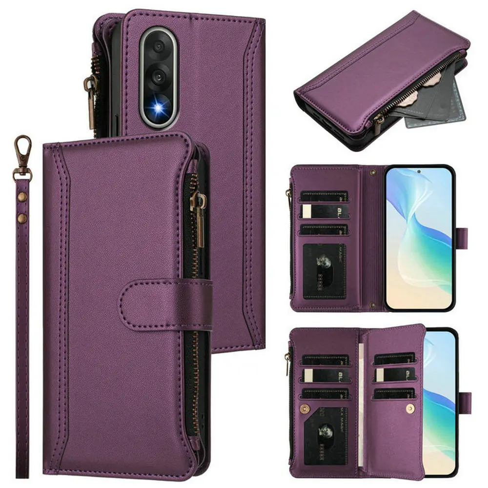 

For Oneplus Nord 5 5G 2025 Flip Case Crossbody 9-Card Zipper Leather Coque OnePlus Nord CE 5 Zipper Wallet Funda 1+Nord5 Cover