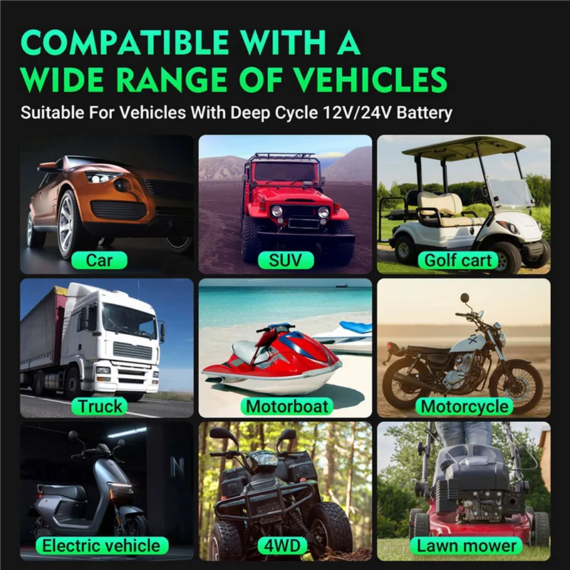 ABKI-HTRC 35A 12 فولت 24 فولت شاحن بطارية السيارة للسيارات موتو شاحنة دراجة نارية AGM الرصاص الحمضية PB هلام شاشة الكريستال السائل الشحن الذكي