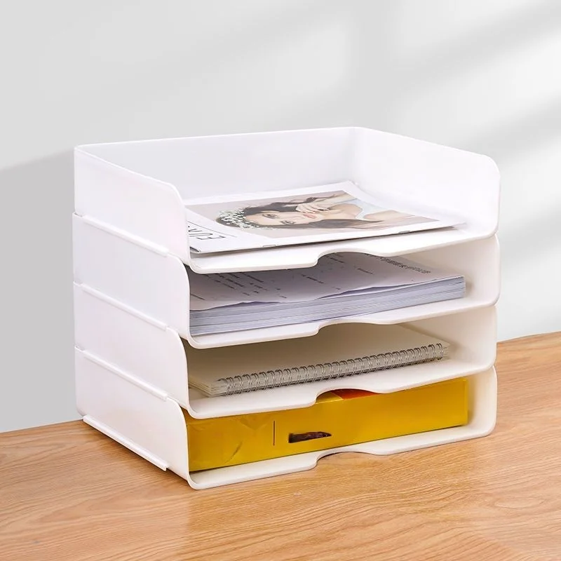 

Lazy Corner File Rack Desktop Office Storage Desk Organizer Storage Rack Office Supplies Four-Layer File Folder Rack