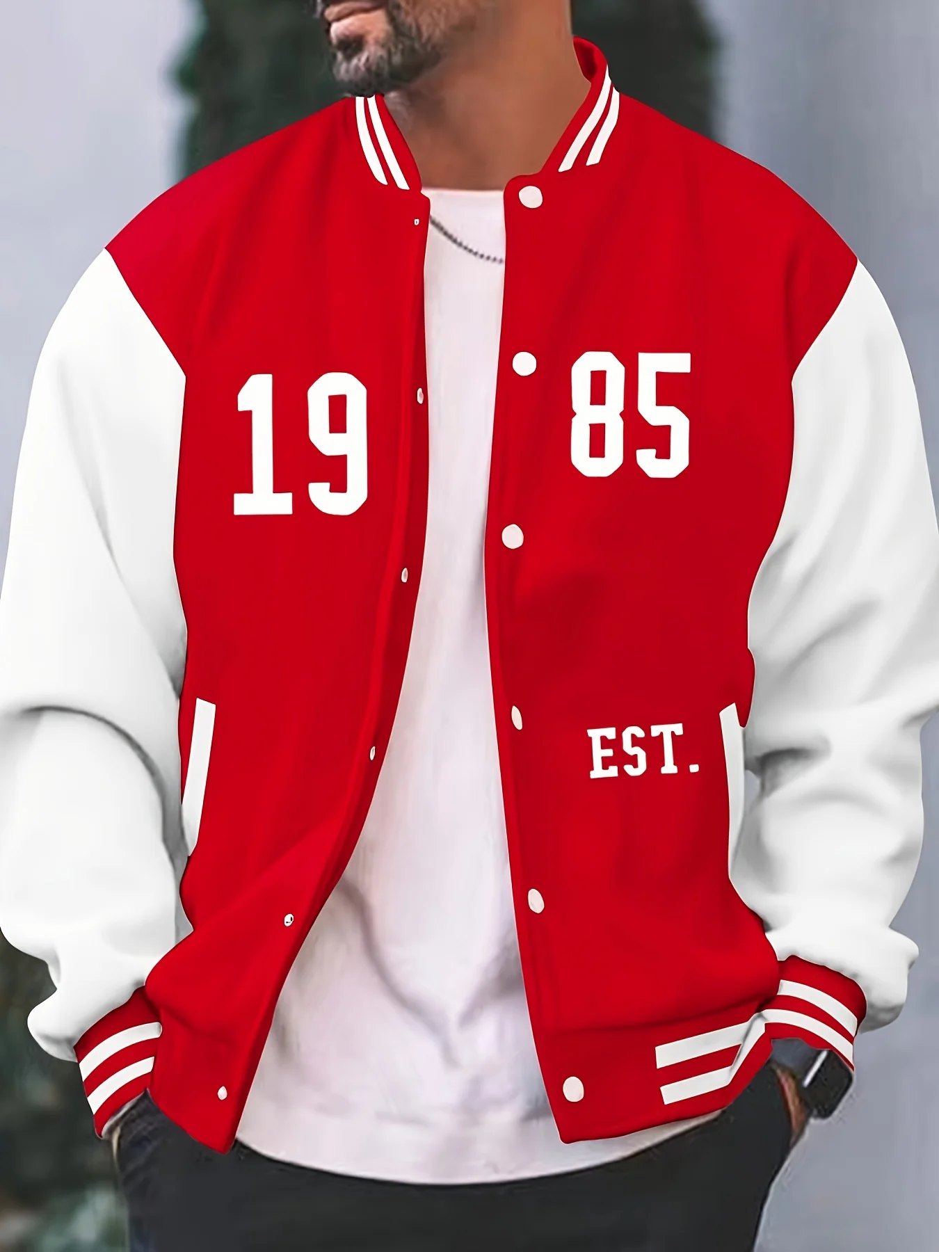 Jaqueta Casual Masculina de Primavera e Outono, Jaqueta de Beisebol com Estampa Aleatória, Jaqueta Hip Hop Rock, Jaqueta Masculina