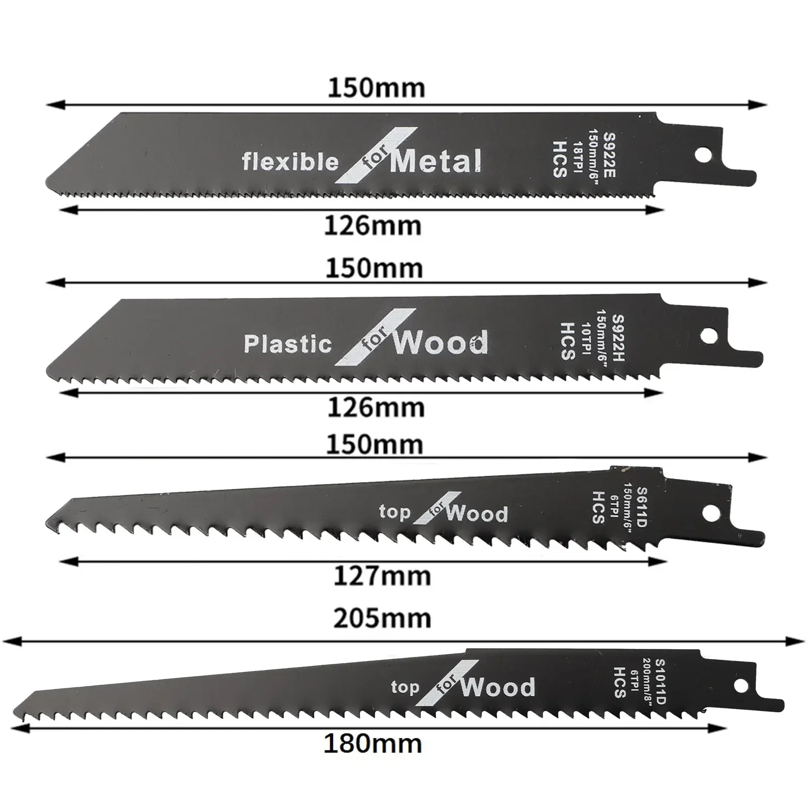 

4-1pc Reciprocating Saw Blades High Carbon Steel Wood Pruning Saw Blades For Plastic Pipe Metal Cutting S922H S922E S611D S1011D