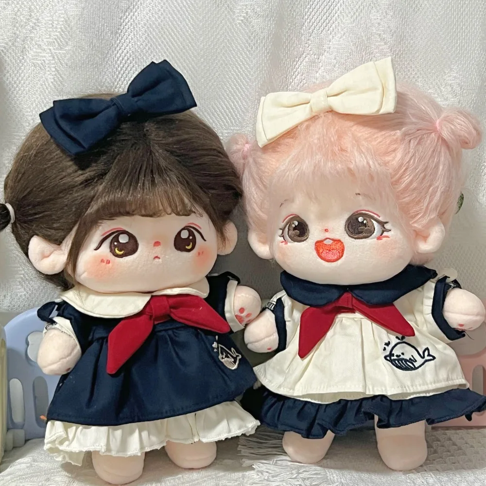 

1 set Bow Hair Band 20cm Cotton Clothes Whale Pattern School Uniform Cotton 's Dress Outfit Mini Clothes Children's Gift