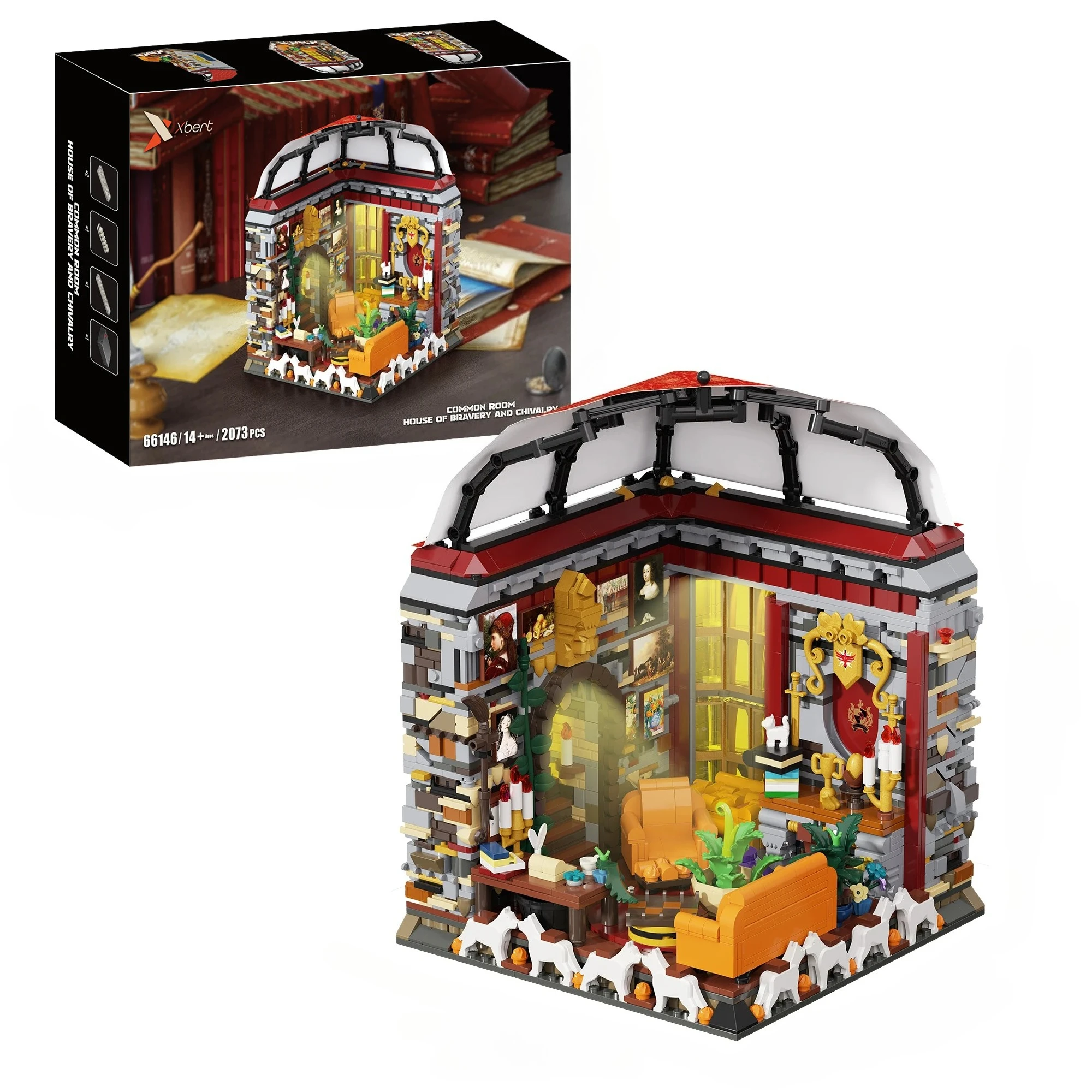 2073PCS Common Lounge Building Blocks Room Landscape Model Bricks With Lights Desktop Ornaments Educational Toys Holiday Gifts