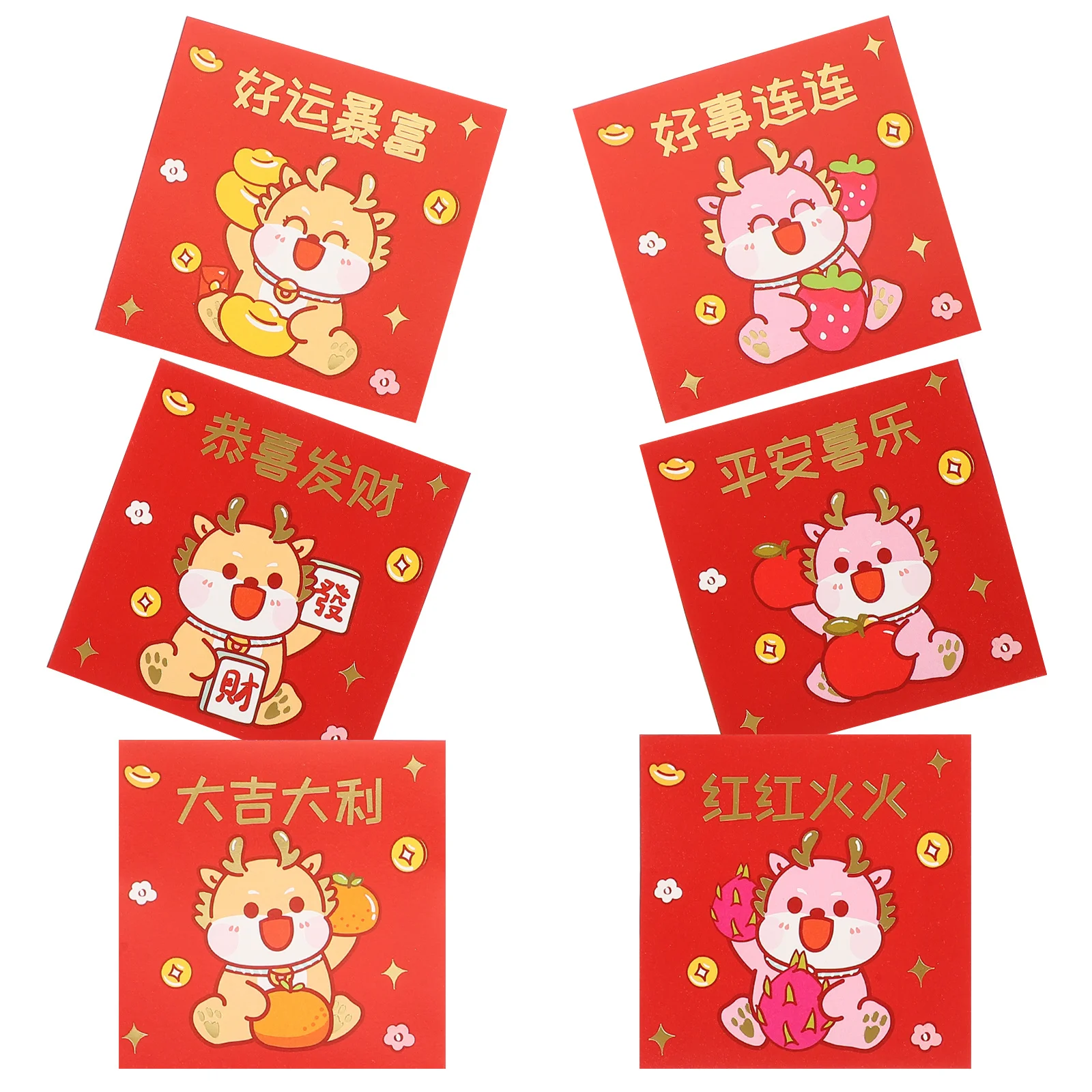 

6Pcs Creative Dragon Red Packets Chinese Style Festival Envelopes for New Year Red Envelope Gifting and Party Surprise