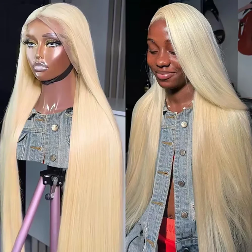 Human Hair 46 Inch 200% Density 613 Straight Wig Honey Blonde 13x4 13x6 HD Transparent Lace Frontal Wig Brazilian PrePlucked Wig